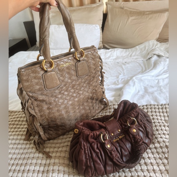 Miu miu tassel weave leather suede tote bag - Picture 13 of 13